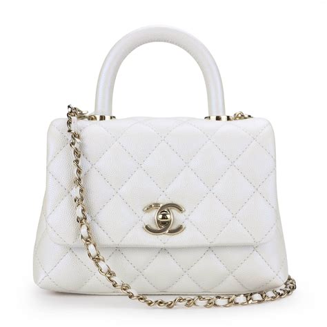 mini coco handle chanel price|white iridescent Chanel coco handle.